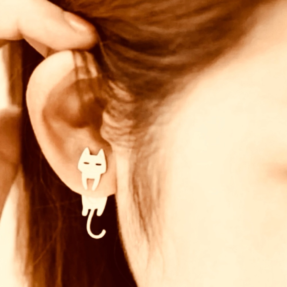 “Flat Cat” Silver Grumpy Kitten Whimsy Cartoon Full Body Curly Tail Ear Jackets - Picture 12 of 15